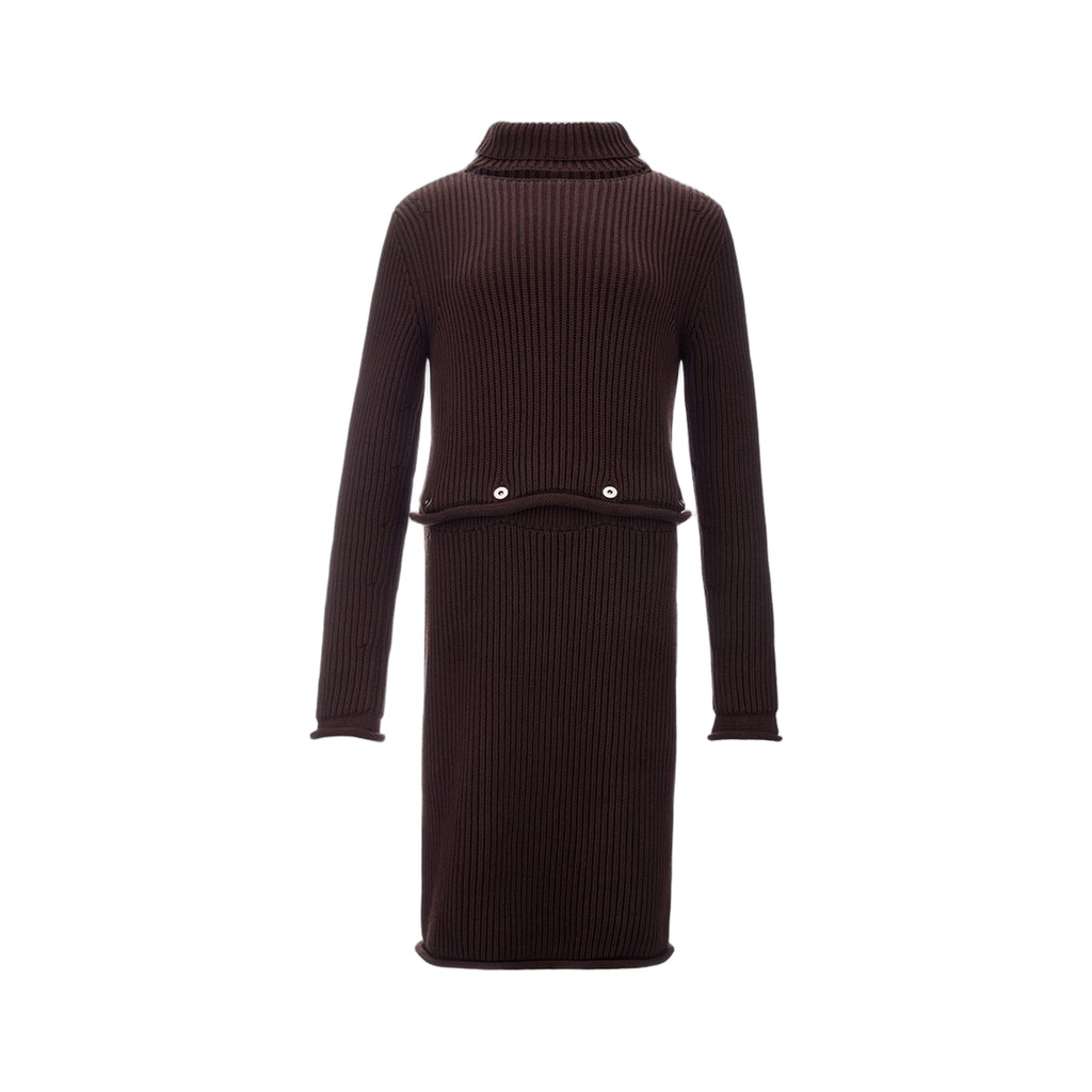 Elegant Viscose Brown Dress