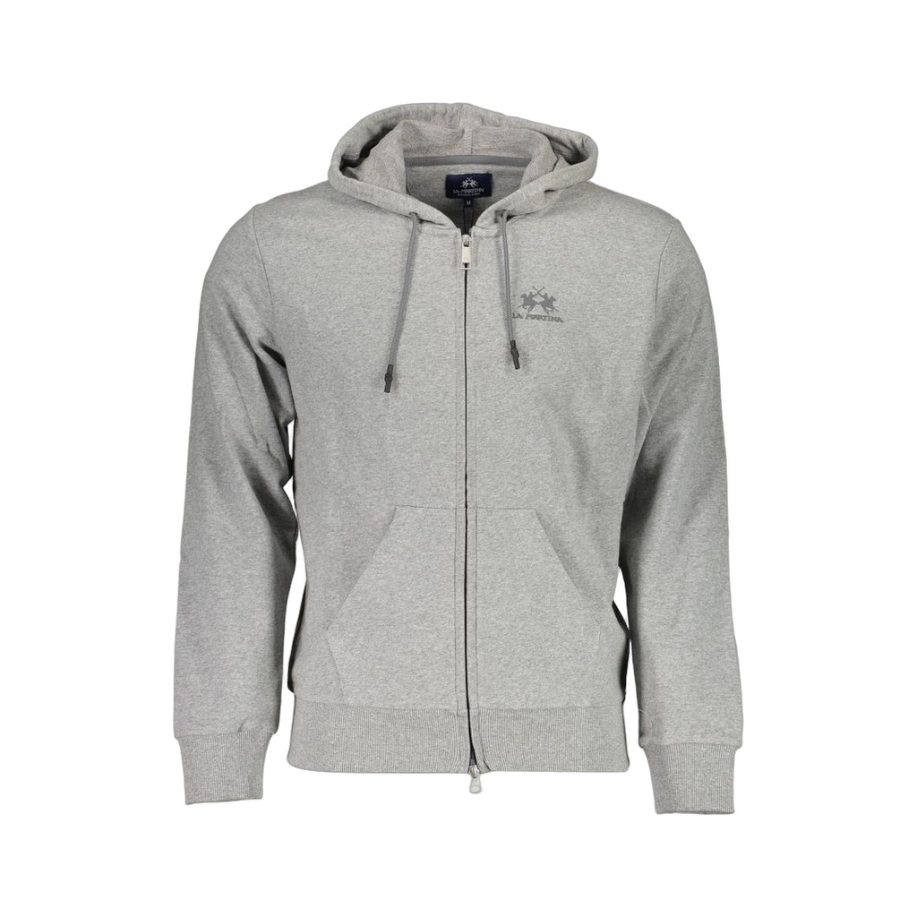 Gray Cotton Men Sweater with Hood