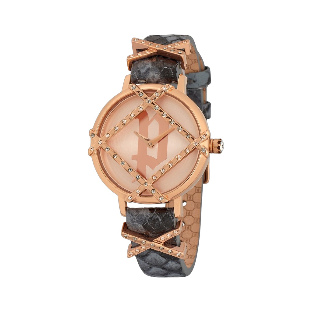 Gray Leather Dress Watch