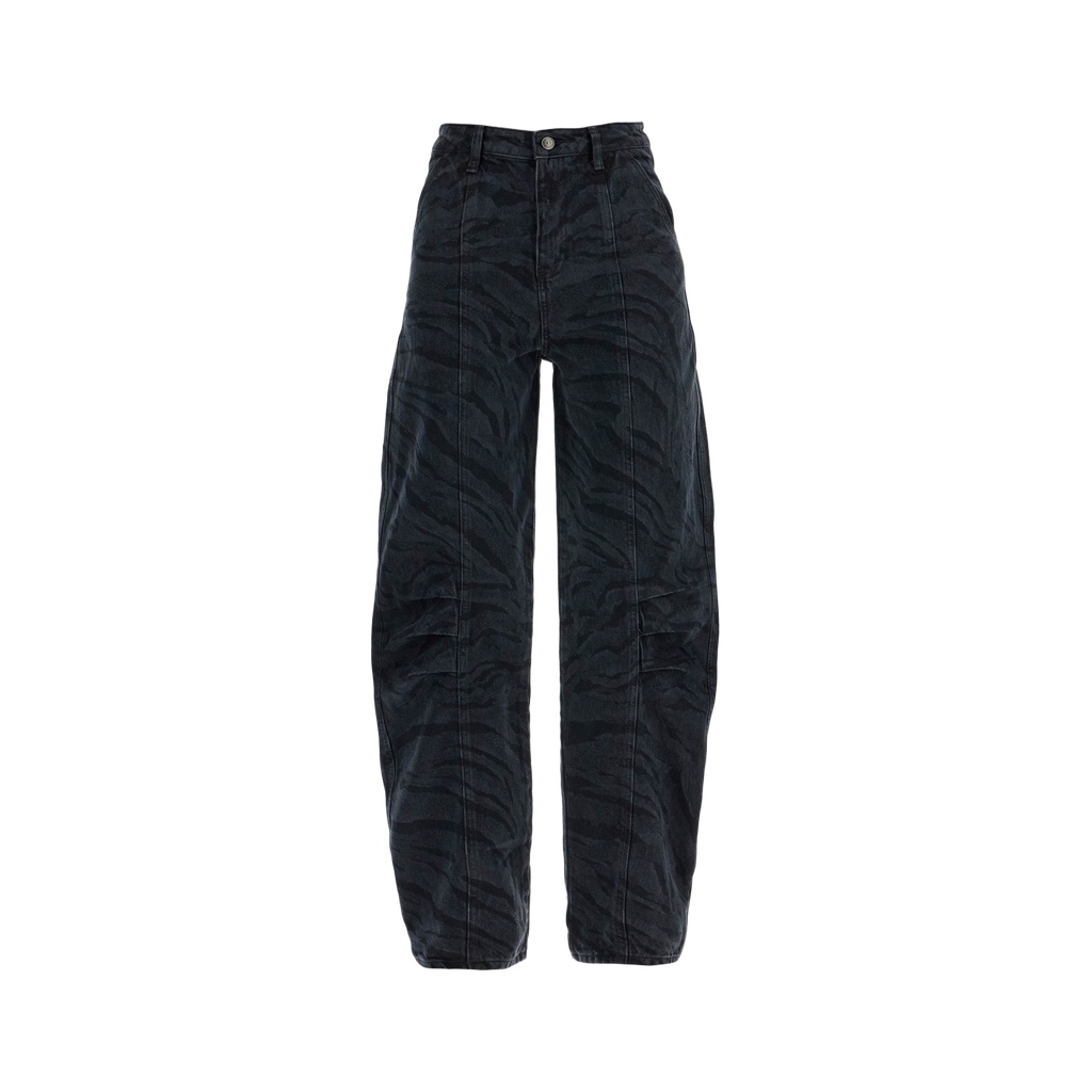 animal print barrel jeans