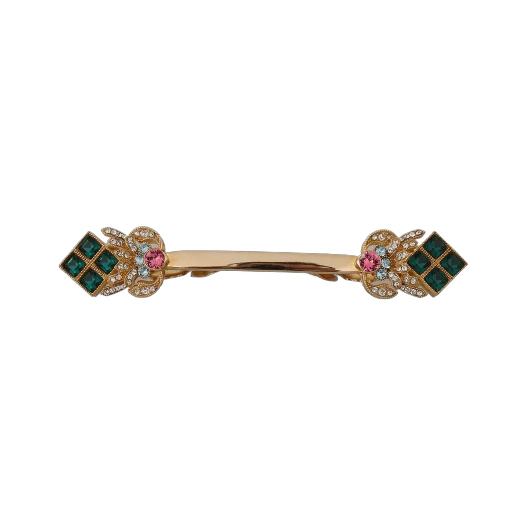 Gold Plated 925 Sterling Silver Crystal Collar Stop Brooch