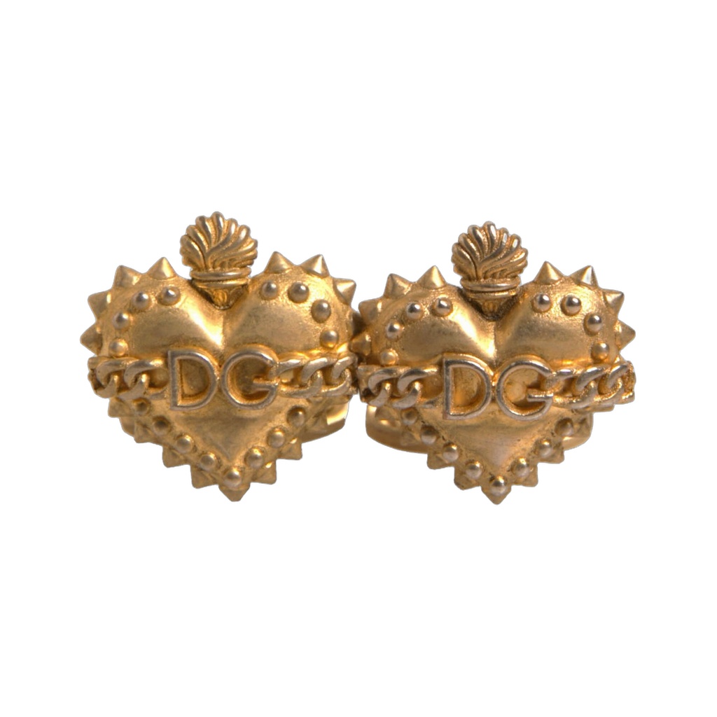 Gold 925 Sterling Silver DG Heart Cufflink