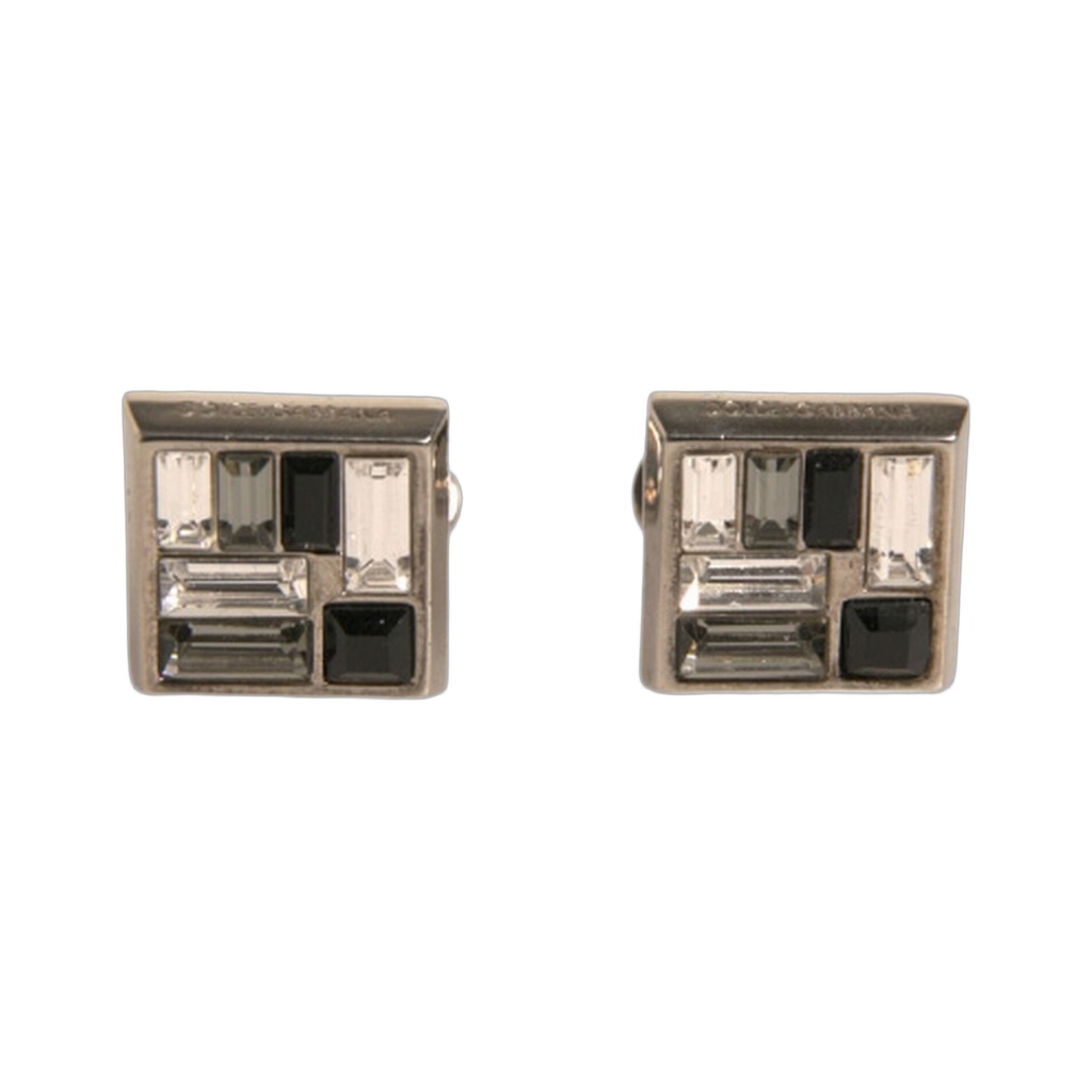Silver Plated Brass Pin Crystal Cufflinks