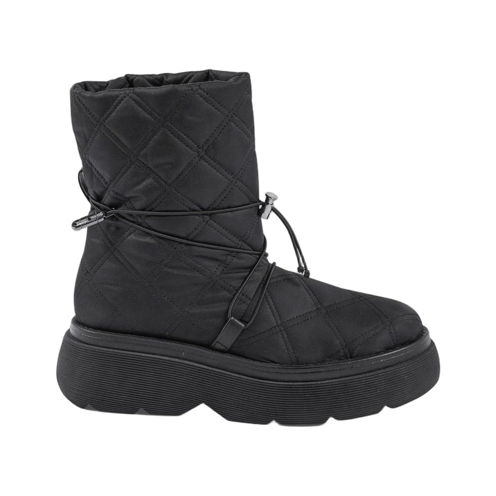 Black Nylon Flat Boots