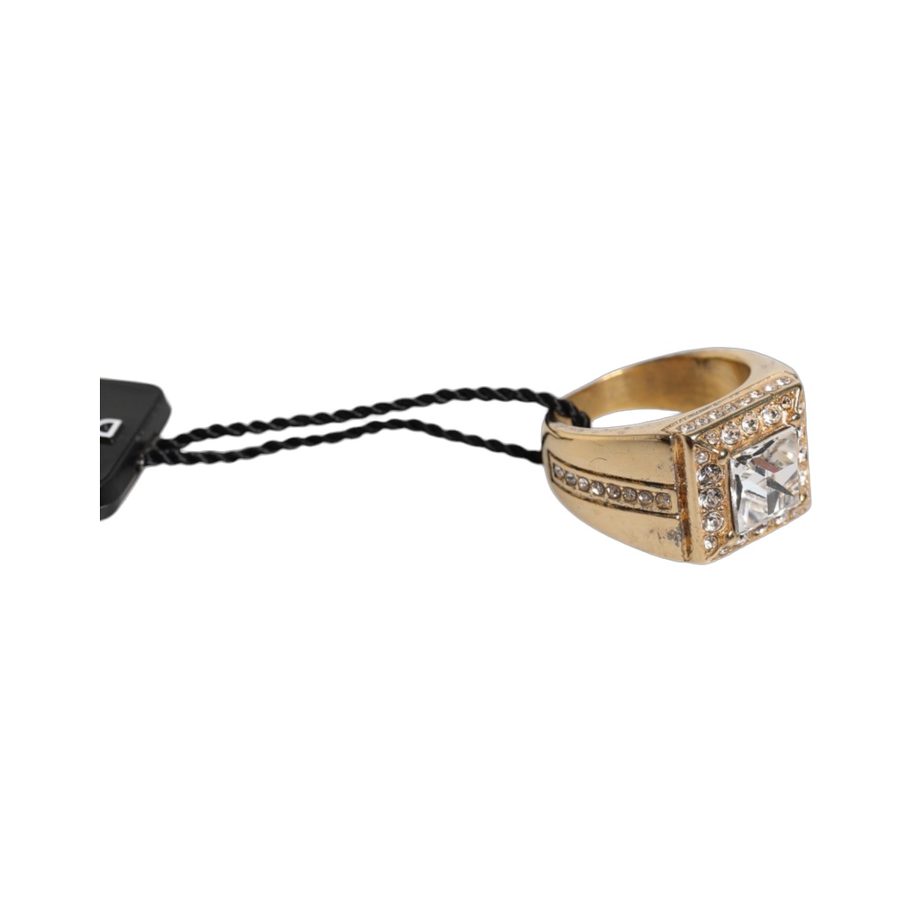 Gold Tone Sterling Silver 925 Crystals Ring