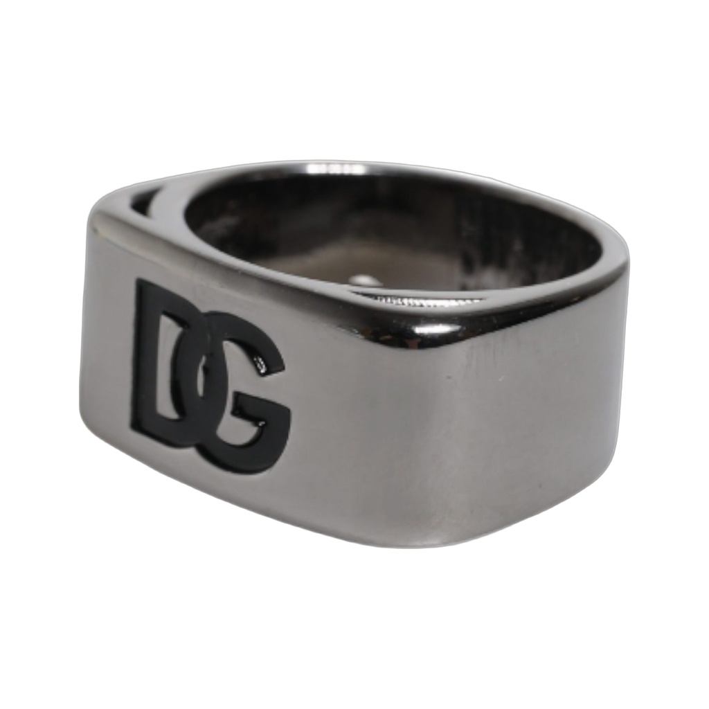 Silver Tone Brass Anello DG Logo Ring
