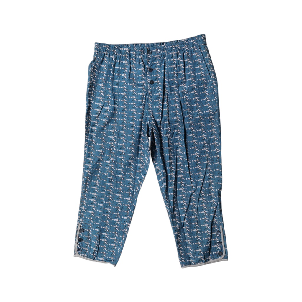 Blue Shark Print Cropped Beachwear Swimwear