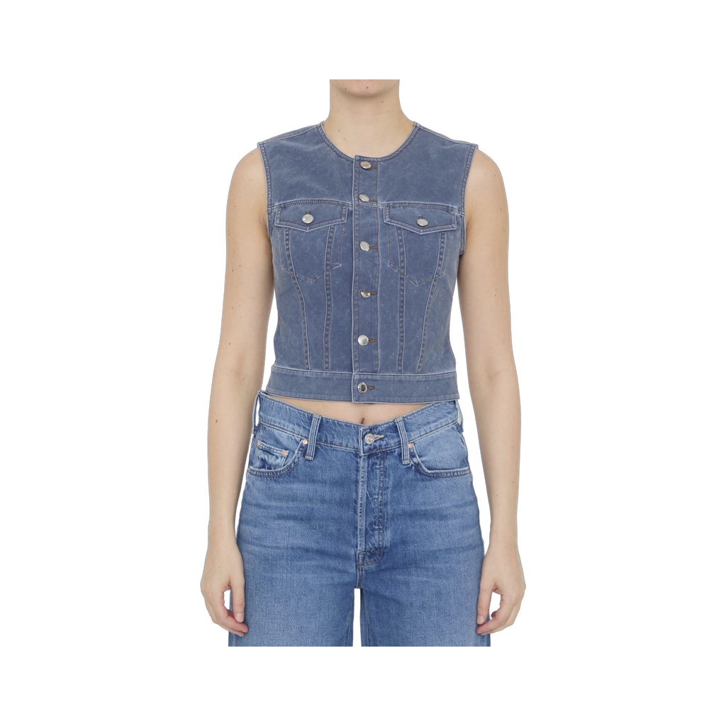 Vest in denim trompe-l'oeil