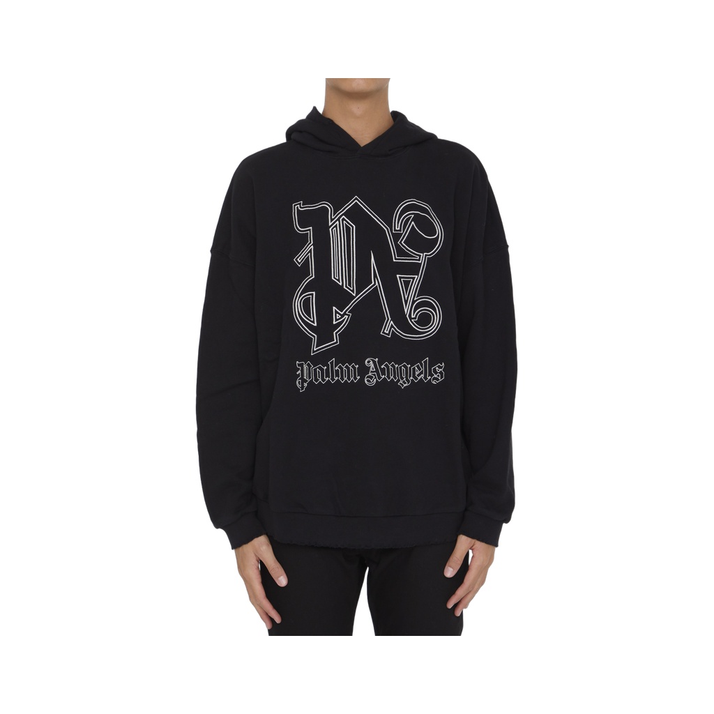 Organic Cotton Hoodie With Embroidered Logo In Black