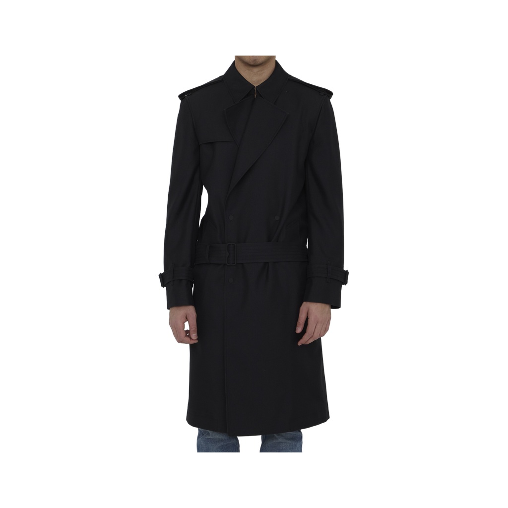 Long trench coat in silk blend