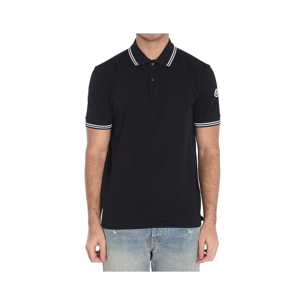 Striped trim polo shirt