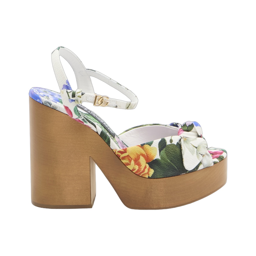 Floral platform sandals