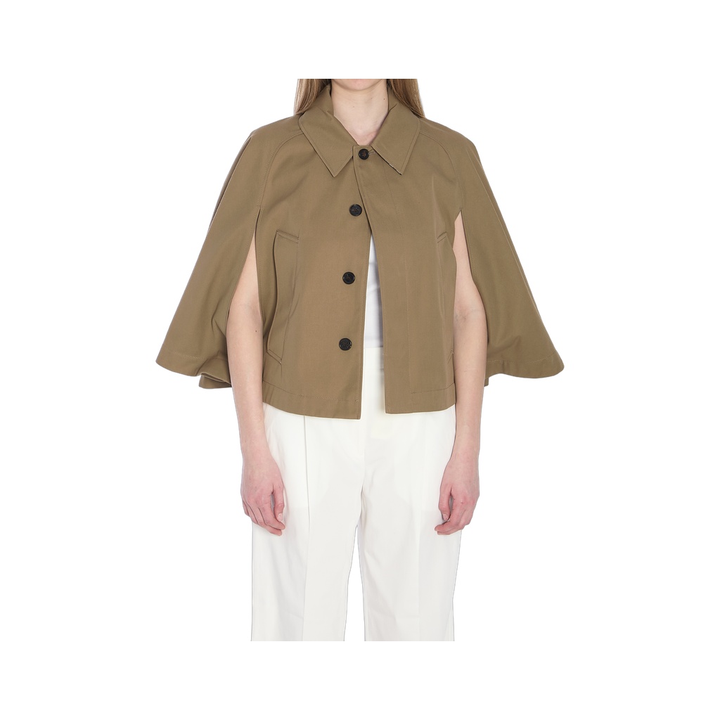 Cotton-blend cropped cape