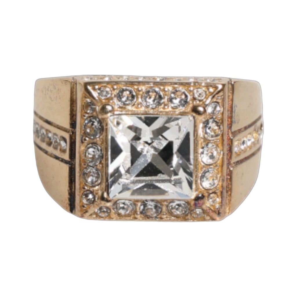 Gold Tone Sterling Silver 925 Crystals Ring