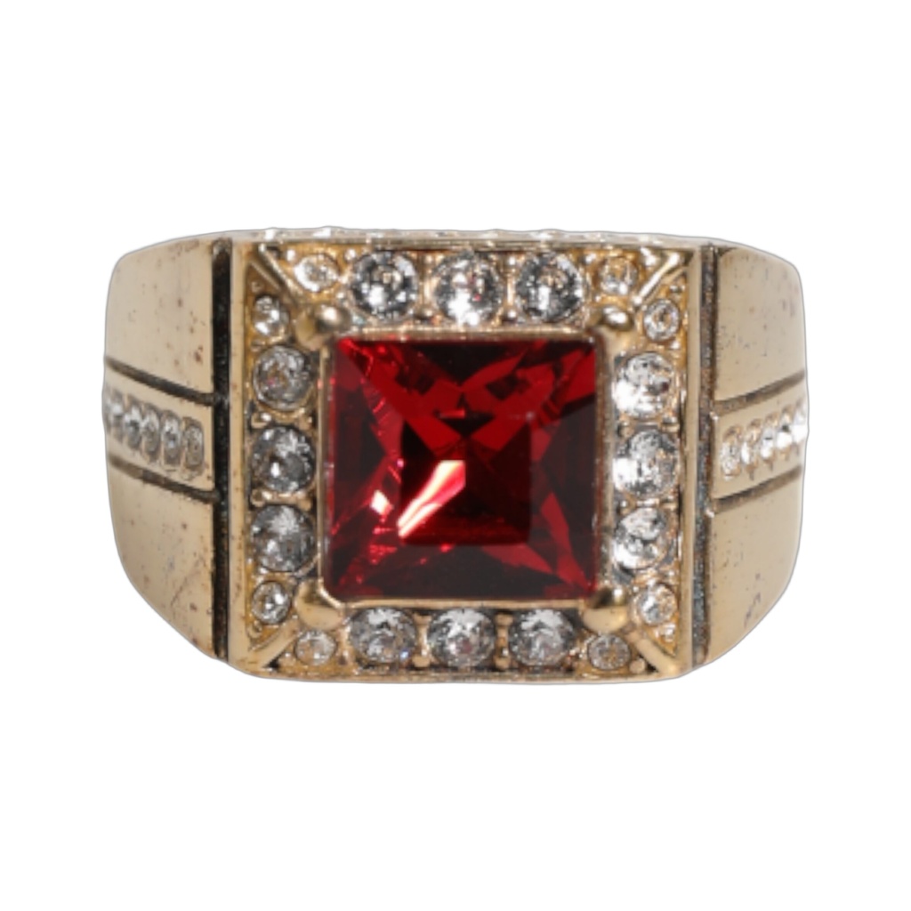 Gold Tone Sterling Silver 925 Crystals Ring