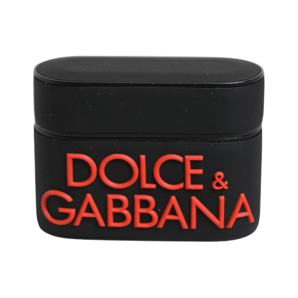 Black Orange Silicone Embossed Logo Airpods Case