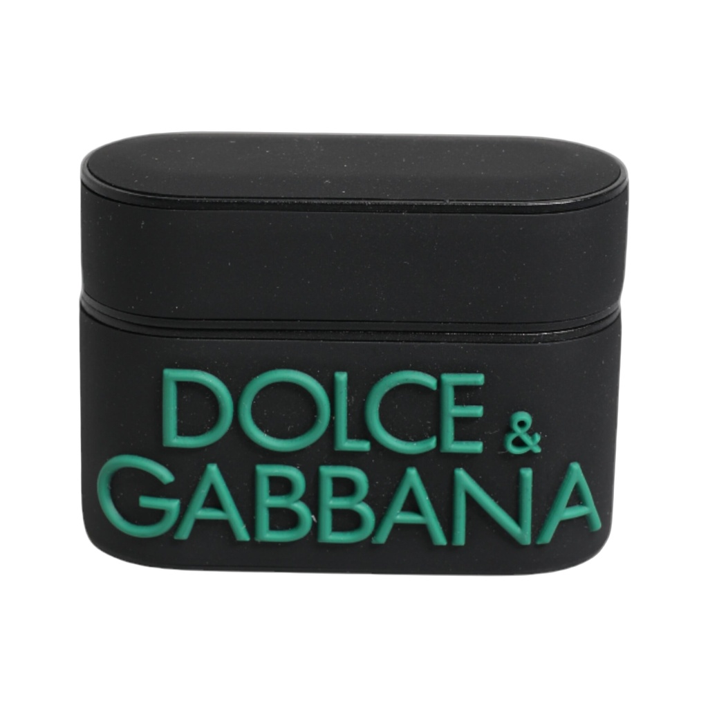 Black Orange Silicone Embossed Logo Airpods Case