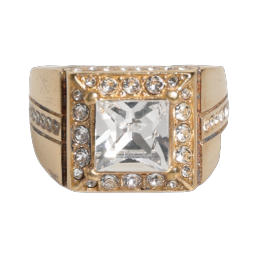 Gold Tone Sterling Silver 925 Crystals Ring