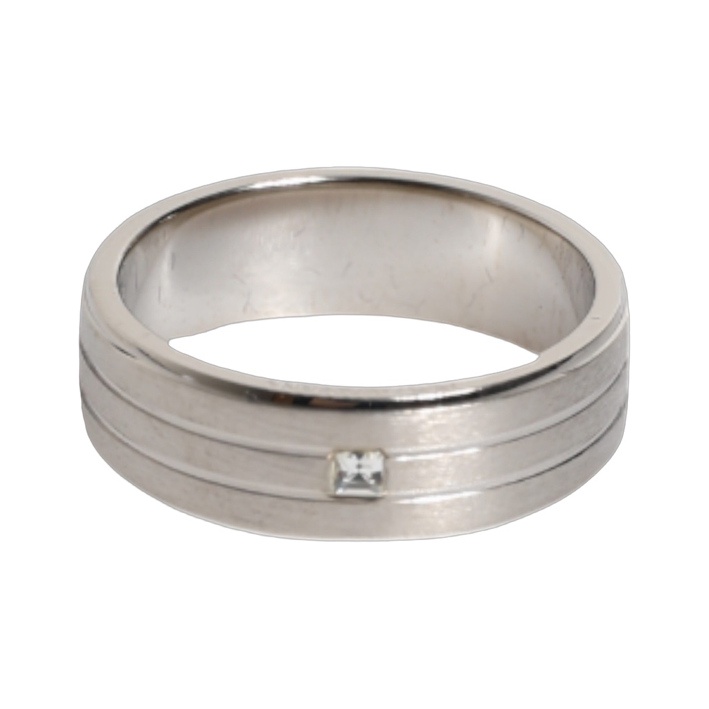 Silver Tone Brass Clear Crystal DG Logo Ring