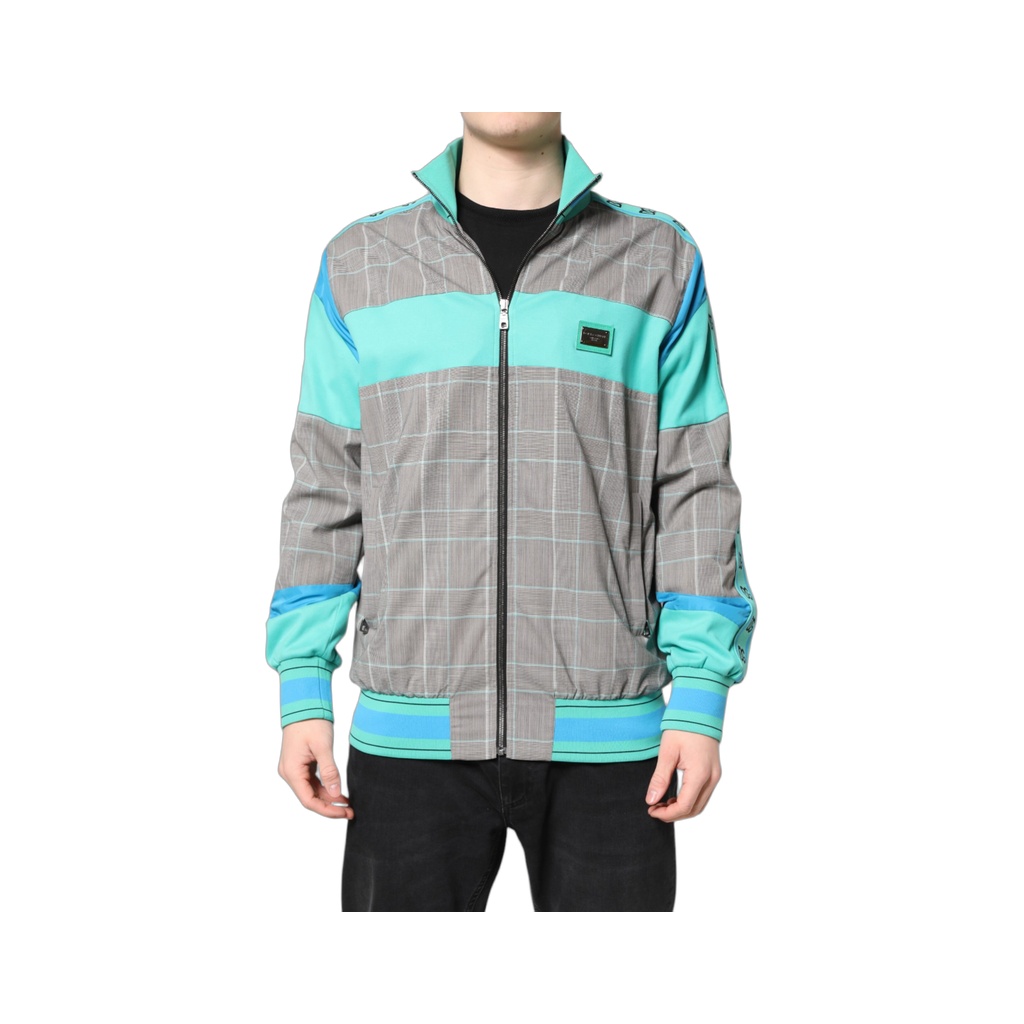 Multicolor Plaid Full Zip Windbreaker Jacket