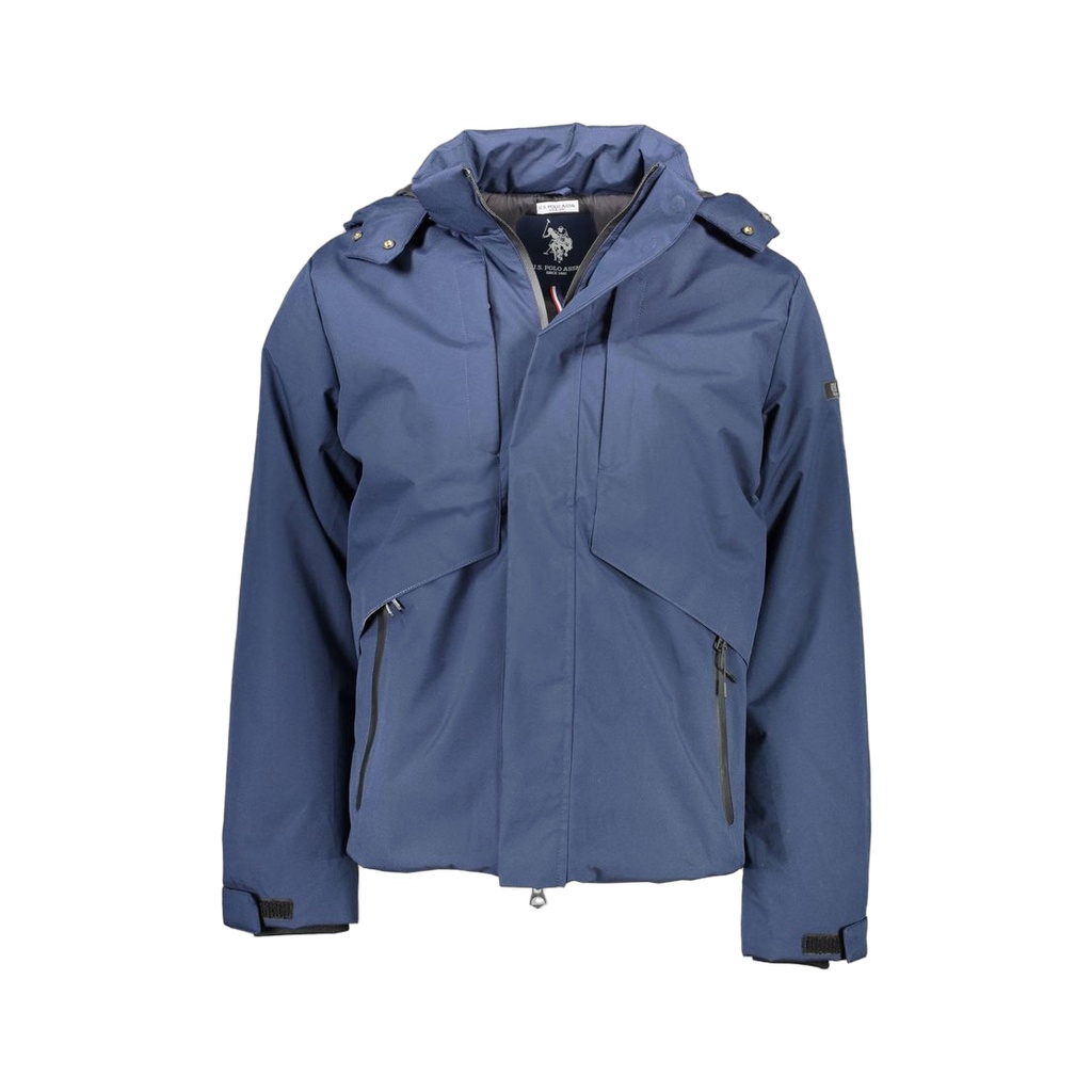 Blue Polyester Men Jacket