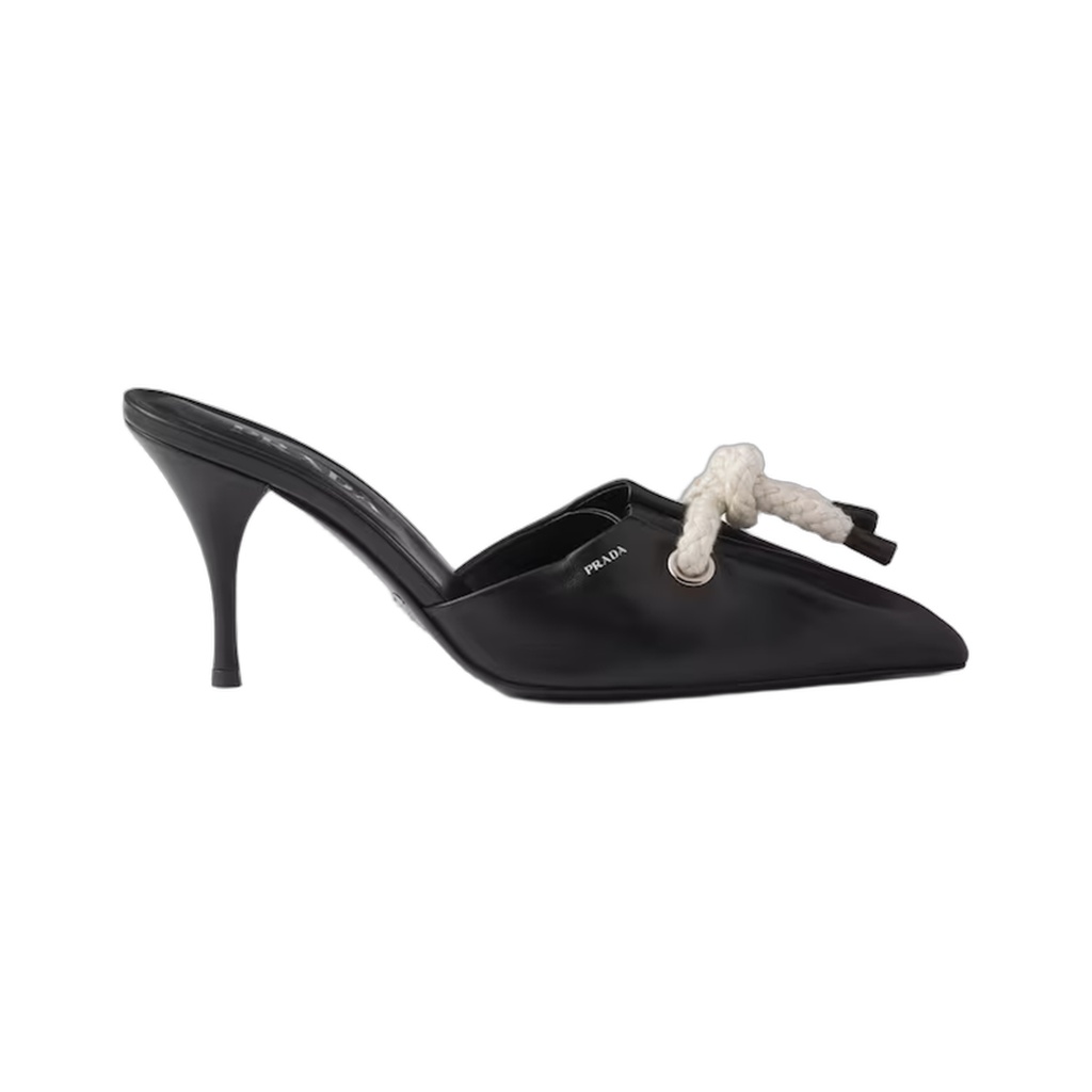 Black Nappa Leather Rope Detail  Sandals